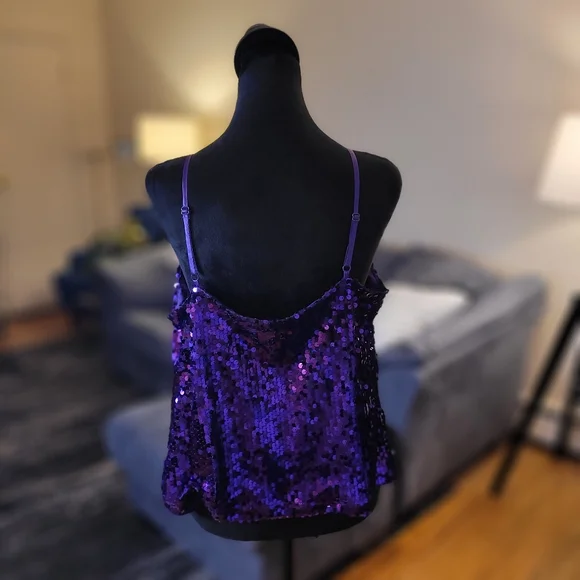 Primark Purple Sequin Camisole Tank Top Size 12 - Picture 8 of 16